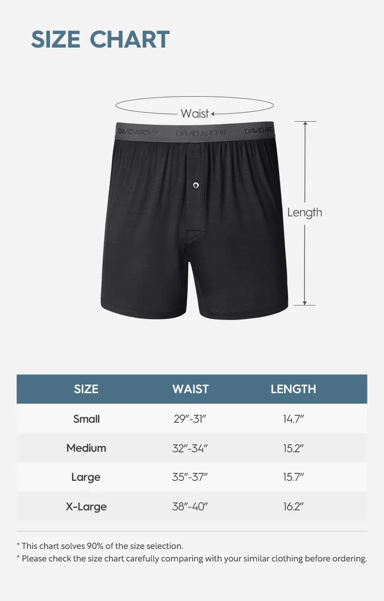 3 Packs Breathable Bamboo Rayon Fiber Boxer With Button Fly
