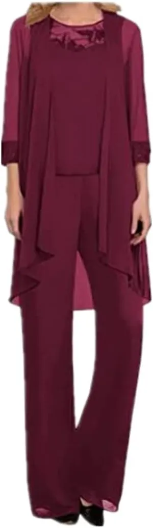 3Pcs Mother of Bride Pantsuits Women Dresses Evening Gresses Groom Tuxedo