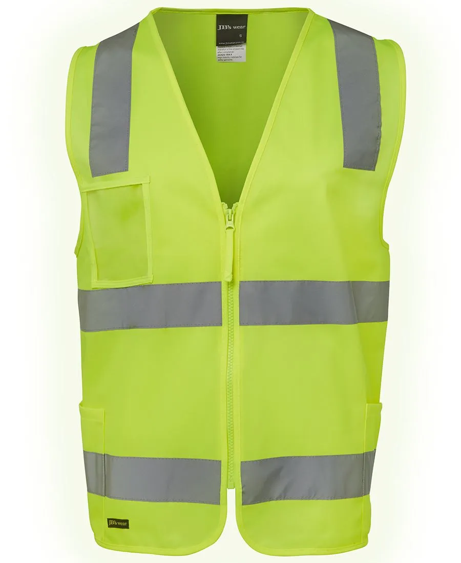6DNSZ -  JB's Wear - Hi-Vis Zip Safety Vest (Day/Night) With Side Utility Pockets