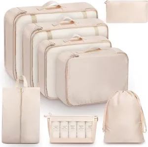 8 Set Packing Cubes for Travel, Luggage Organizer Bags for TravelEssentials, Travel Cubes for Carry on Suitcases (Light Blue)