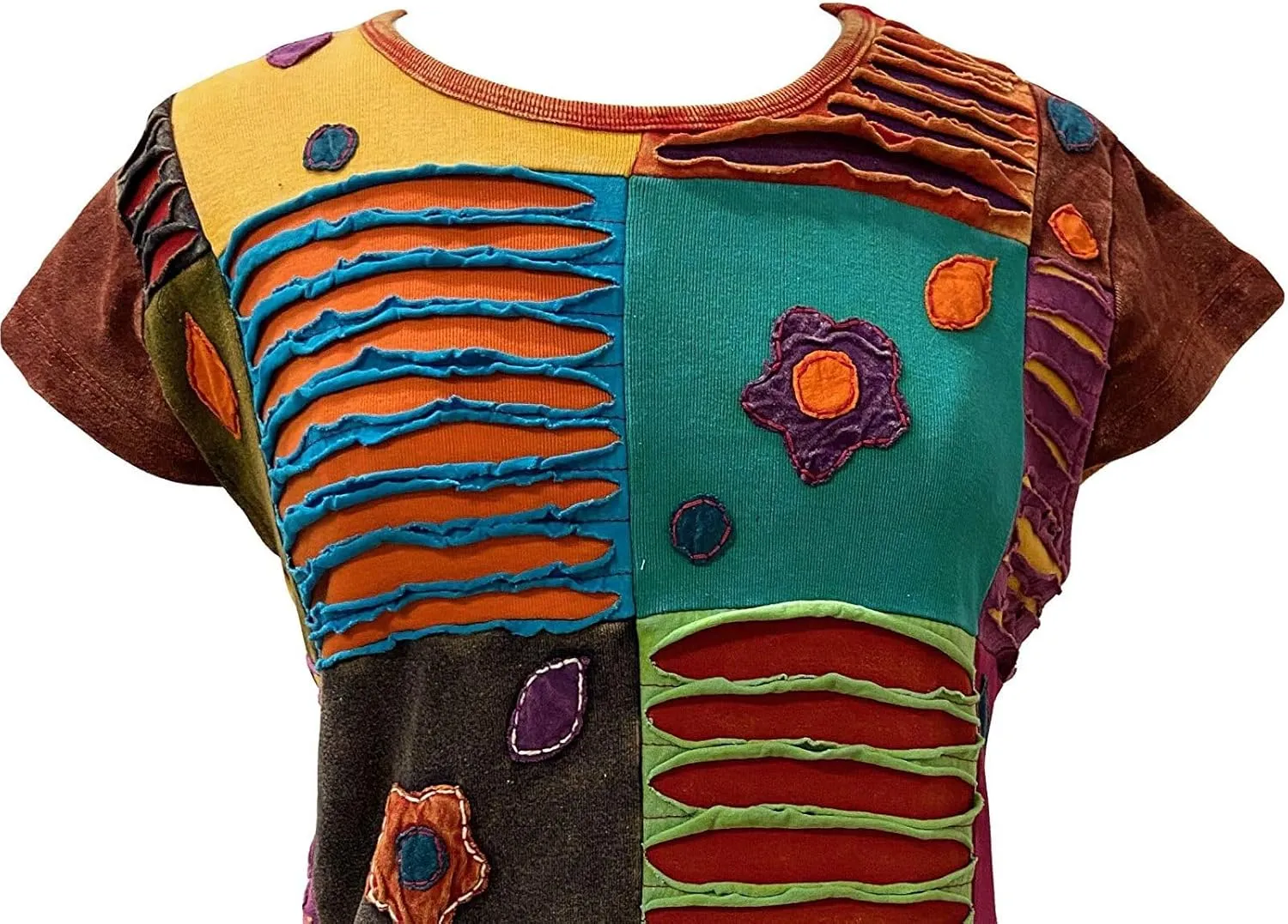 Agan Traders 2025 Summer Knit Cotton Stretchy Patch Bohemian Vibrant Cap Sleeveless Summer Top Tees Blouse