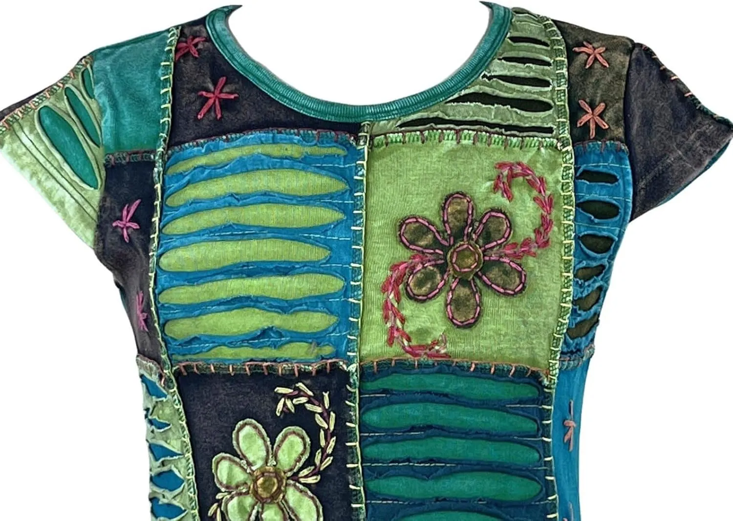 Agan Traders 2025 Summer Knit Cotton Stretchy Patch Bohemian Vibrant Cap Sleeveless Summer Top Tees Blouse