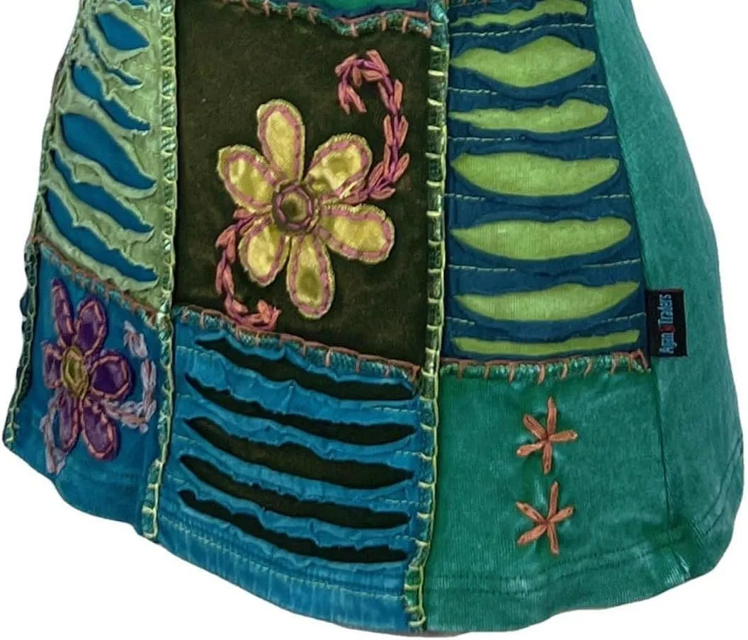 Agan Traders 2025 Summer Knit Cotton Stretchy Patch Bohemian Vibrant Cap Sleeveless Summer Top Tees Blouse