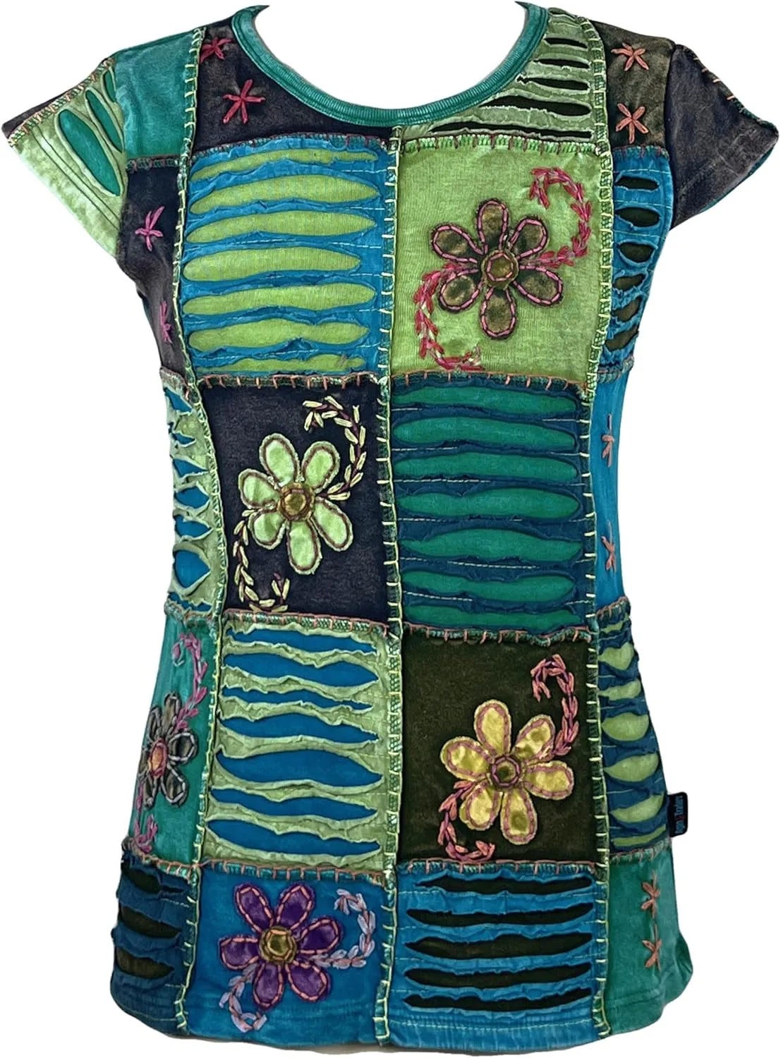Agan Traders 2025 Summer Knit Cotton Stretchy Patch Bohemian Vibrant Cap Sleeveless Summer Top Tees Blouse