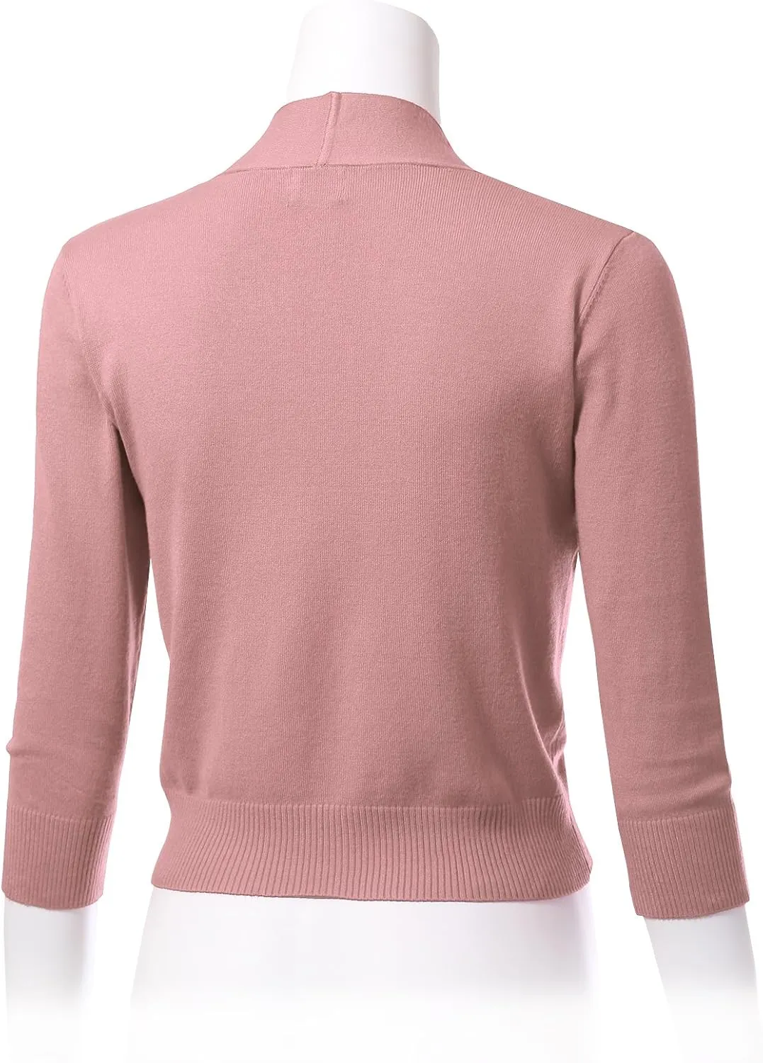 Allsense Women's 3/4 Sleeve Cropped Bolero Shrug Cardigan