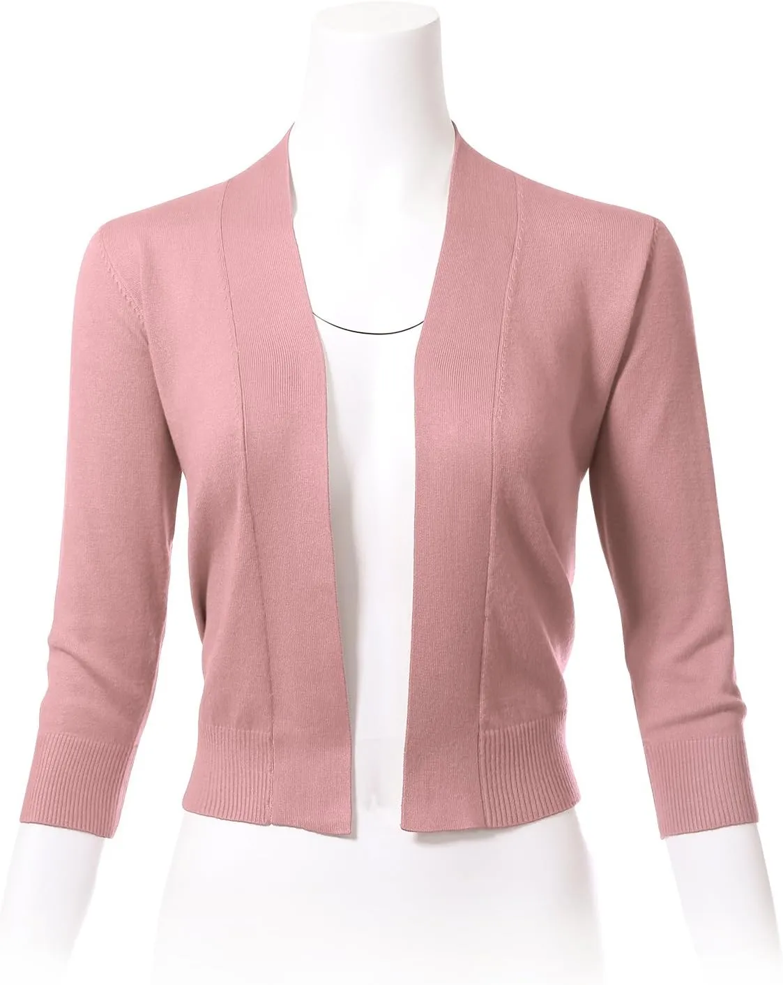 Allsense Women's 3/4 Sleeve Cropped Bolero Shrug Cardigan