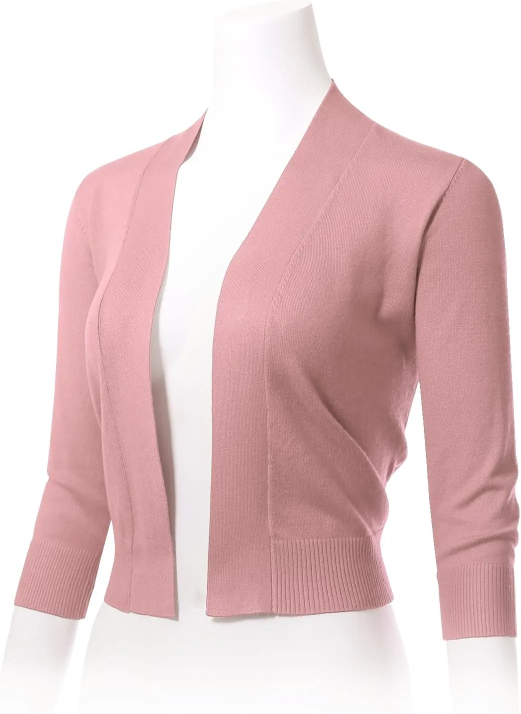 Allsense Women's 3/4 Sleeve Cropped Bolero Shrug Cardigan