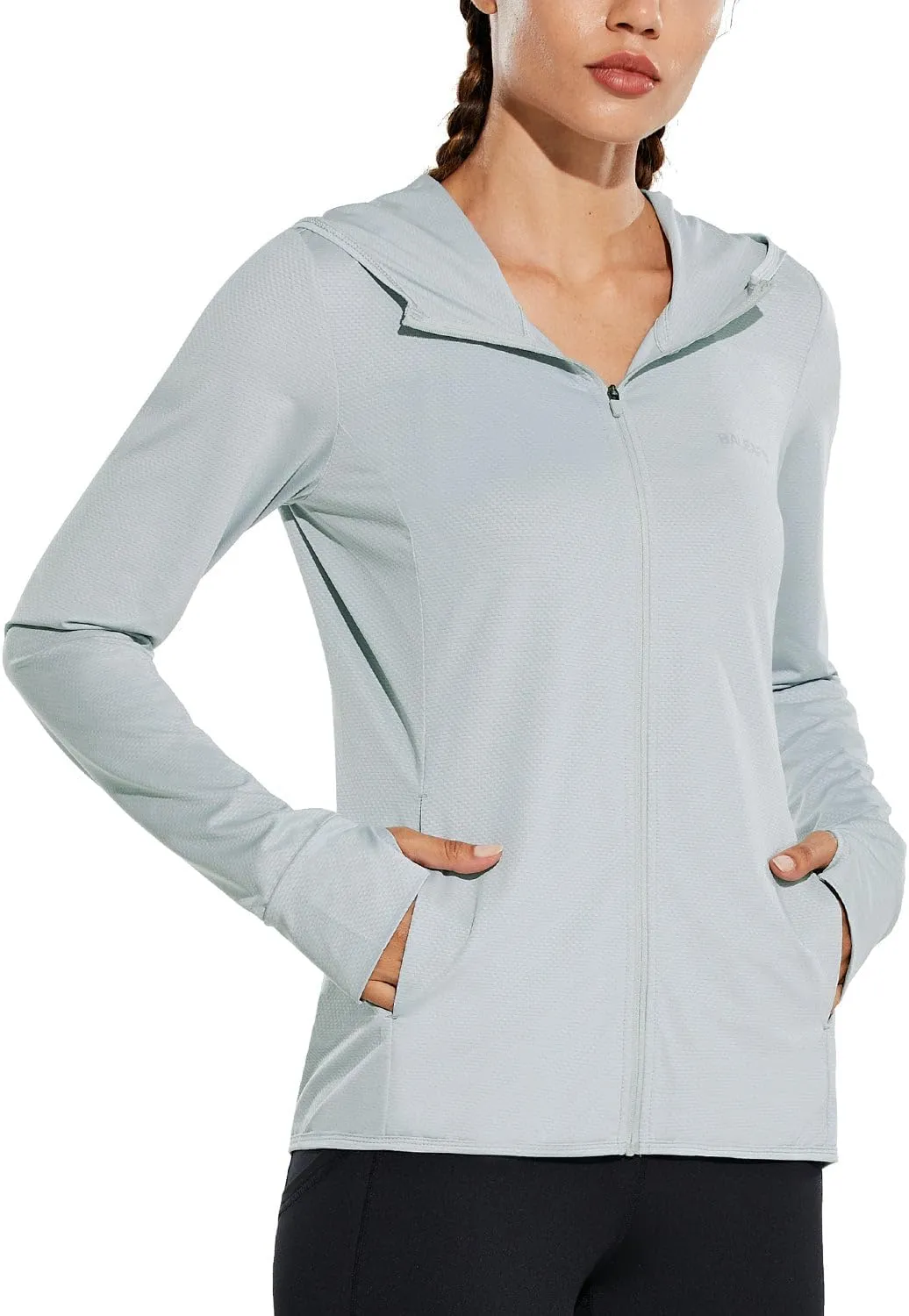 baleaf Women's UPF 50  Sun Protection Jacket Hooded Cooling Shirt with Pockets Hiking Outdoor Performance