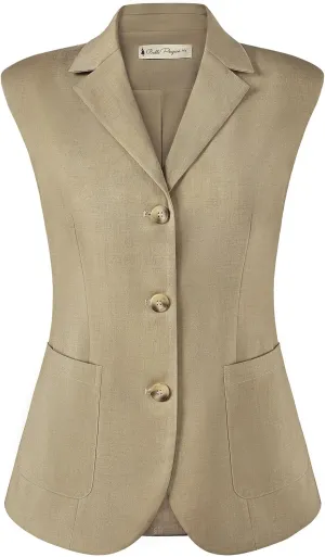Belle Poque Vest for Women Business Casual Sleeveless Blazer Suit Vest Tops Light Jackets Blazers with Pockets