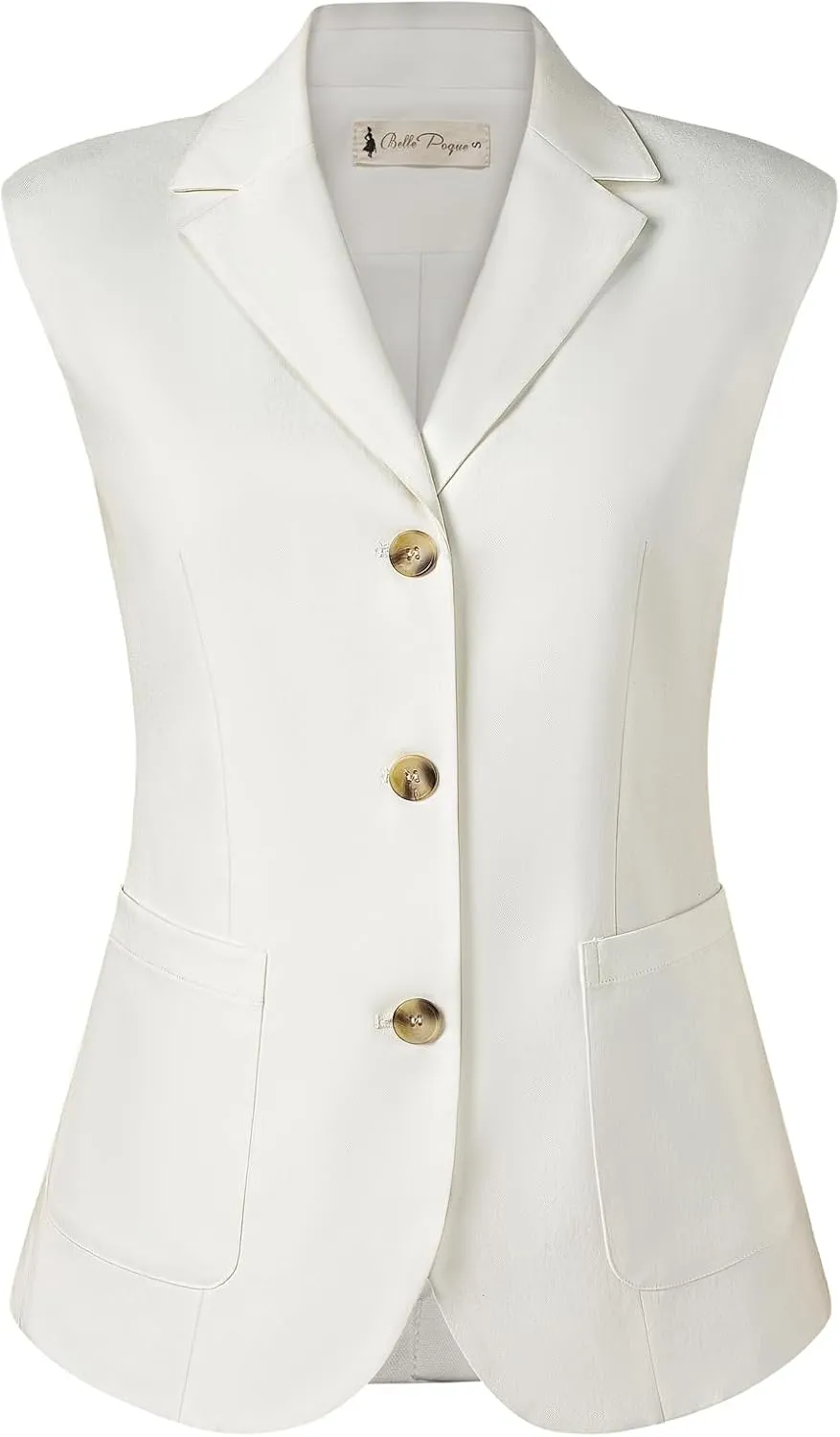 Belle Poque Vest for Women Business Casual Sleeveless Blazer Suit Vest Tops Light Jackets Blazers with Pockets