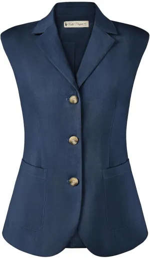 Belle Poque Vest for Women Business Casual Sleeveless Blazer Suit Vest Tops Light Jackets Blazers with Pockets