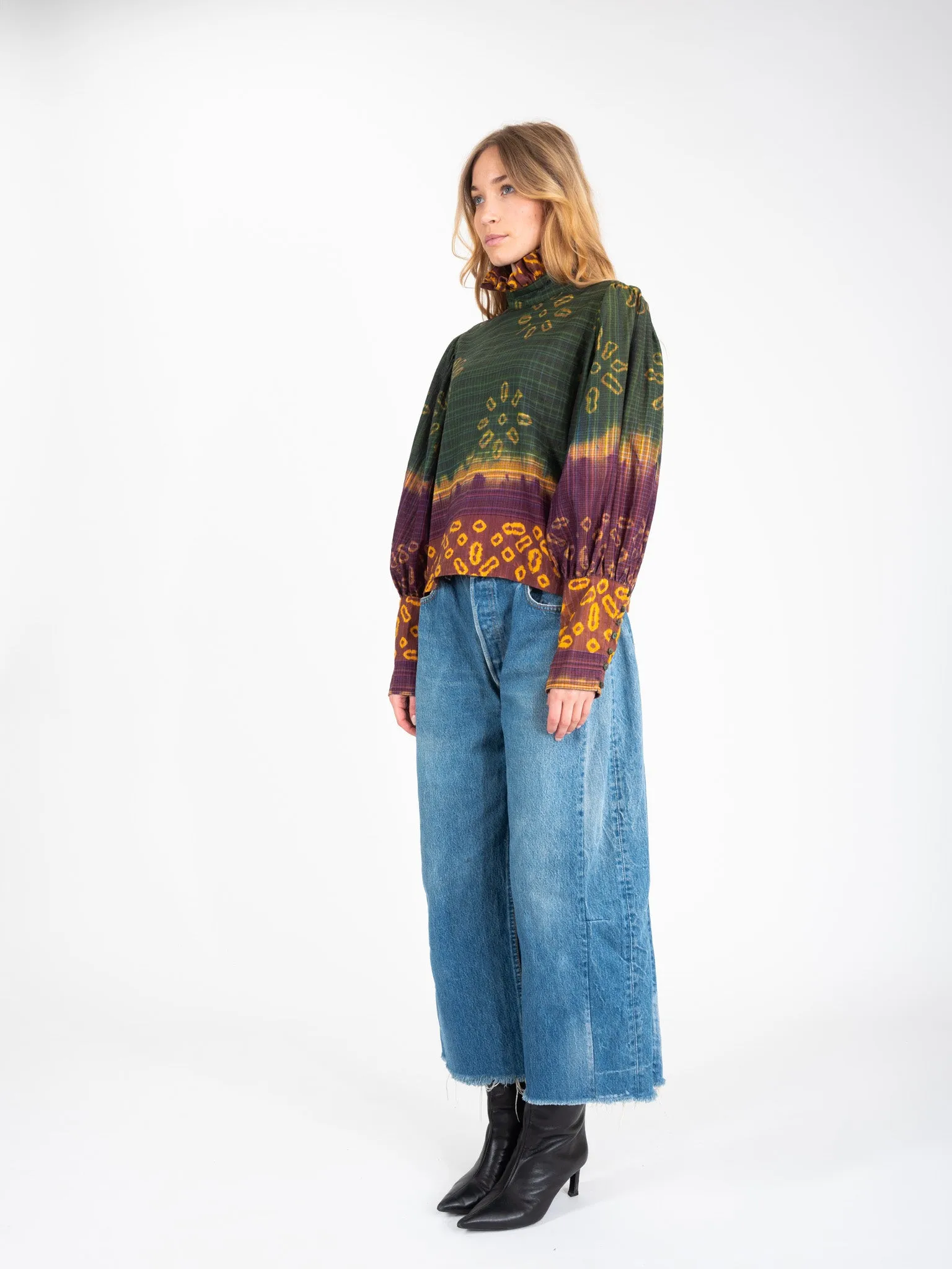 Blouse imprimée verte SAMADI