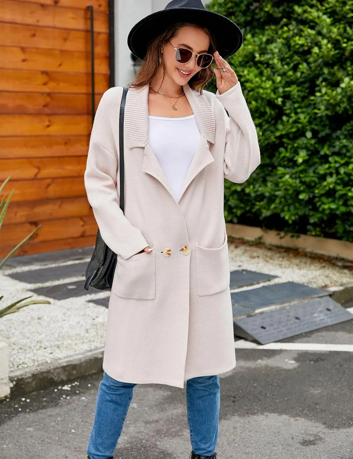 BMJL Womens Fall/Winter Cardigans Hooded Cable Knit Sweaters Oversized Open Front Coats with Pockets 2023
