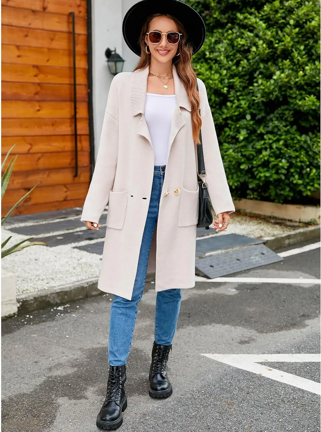 BMJL Womens Fall/Winter Cardigans Hooded Cable Knit Sweaters Oversized Open Front Coats with Pockets 2023