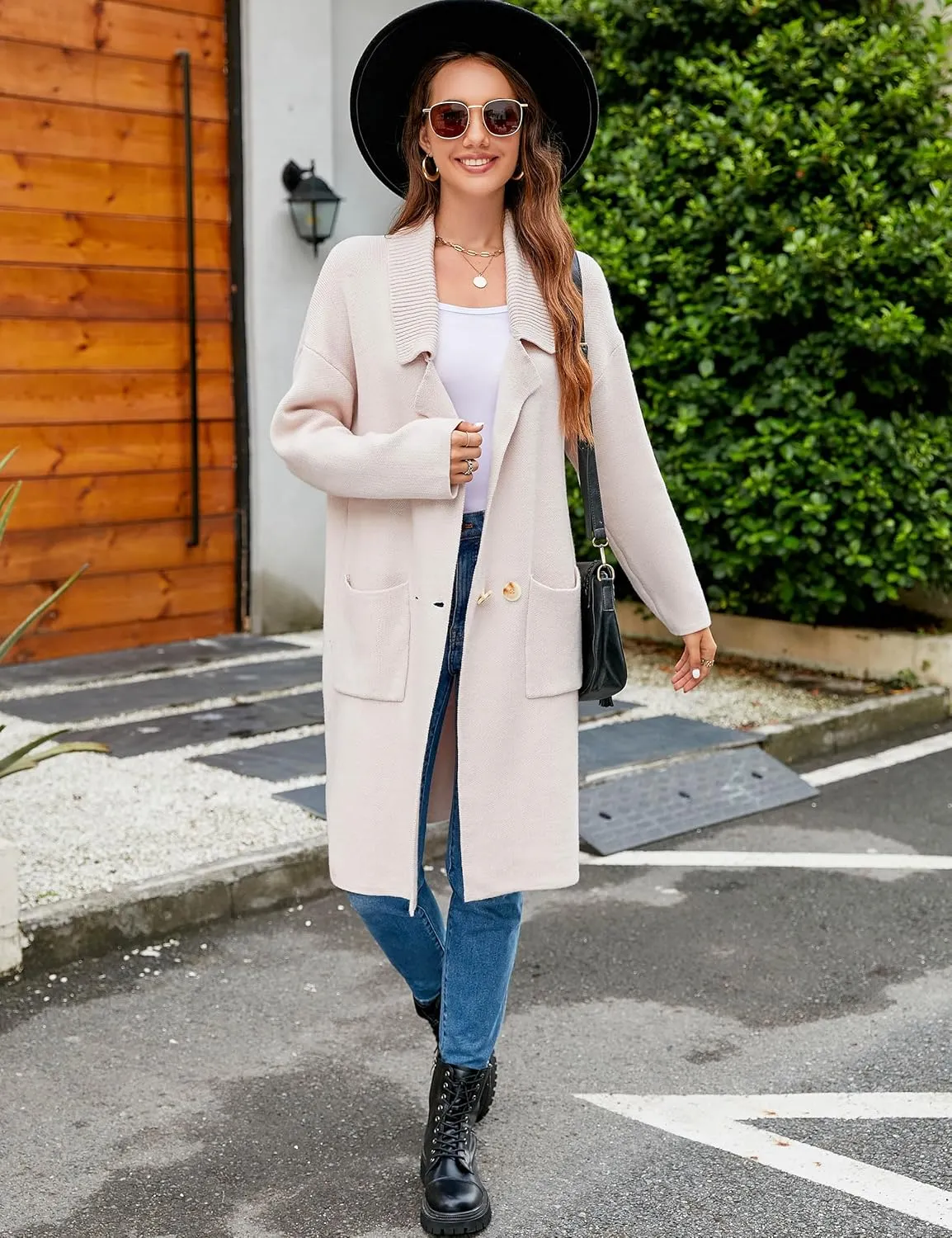 BMJL Womens Fall/Winter Cardigans Hooded Cable Knit Sweaters Oversized Open Front Coats with Pockets 2023