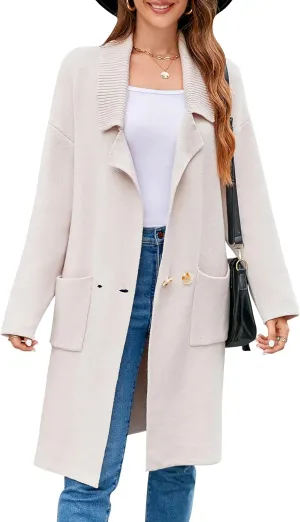 BMJL Womens Fall/Winter Cardigans Hooded Cable Knit Sweaters Oversized Open Front Coats with Pockets 2023