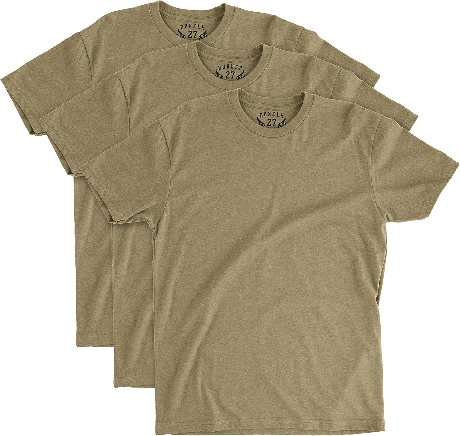 BUNKER 27 3-Pack Coyote Brown T-Shirt Military AFI 36-2903 & AR 670-1 Compliant
