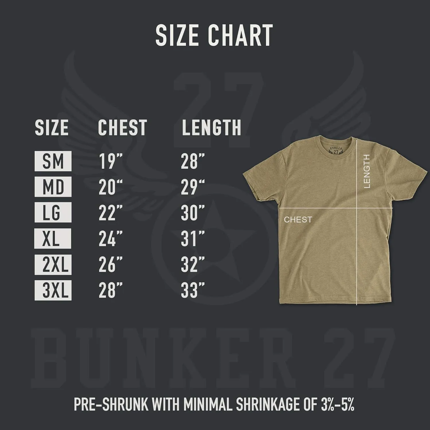 BUNKER 27 3-Pack Coyote Brown T-Shirt Military AFI 36-2903 & AR 670-1 Compliant