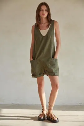 By Together Olive Denim Overall