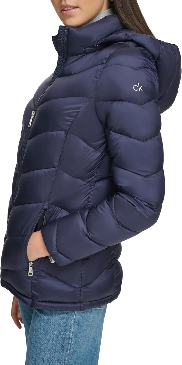Calvin Klein Women's Classic Hooded Zip Front Puffer Coat