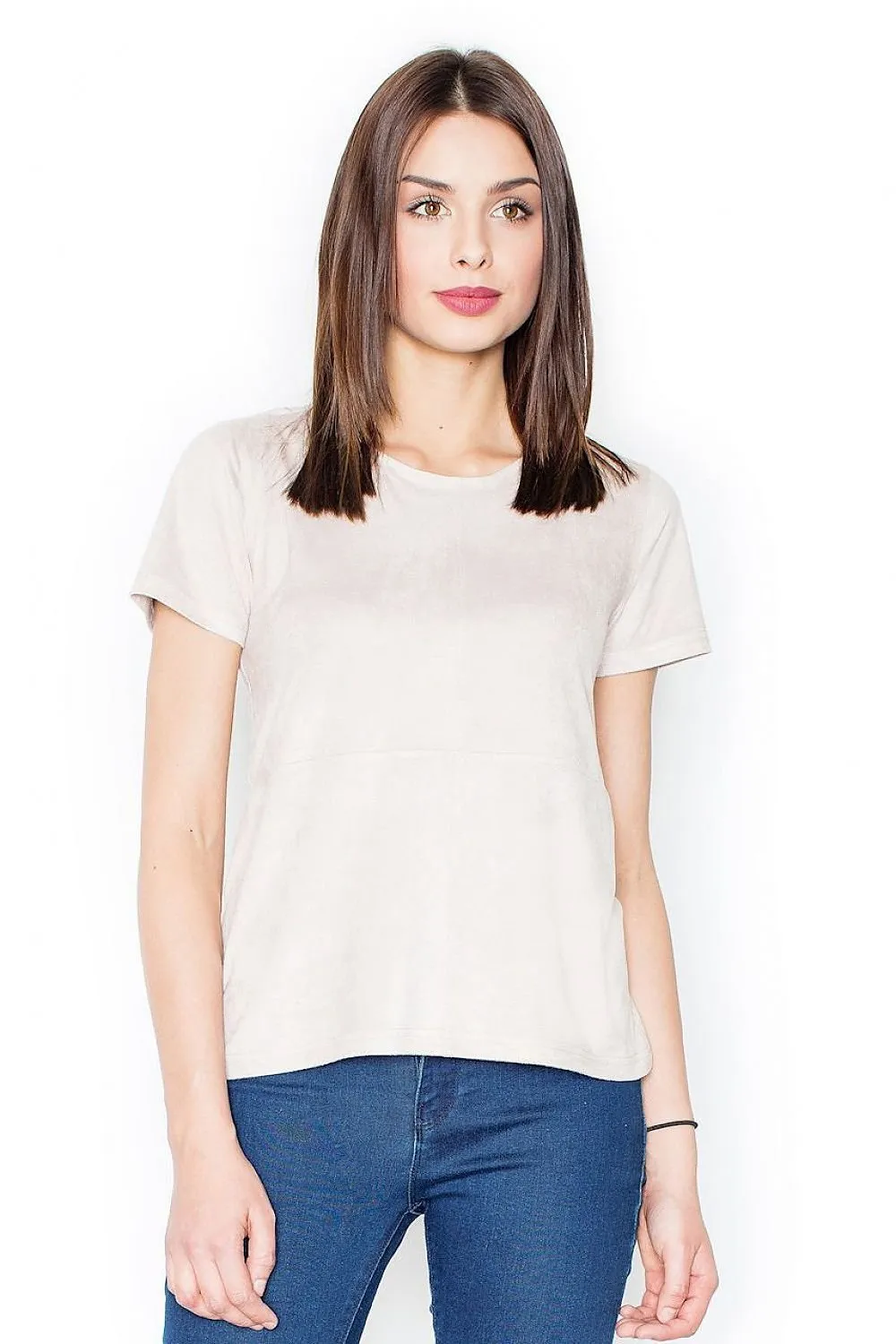 Chic Beige Short Sleeve Blouse