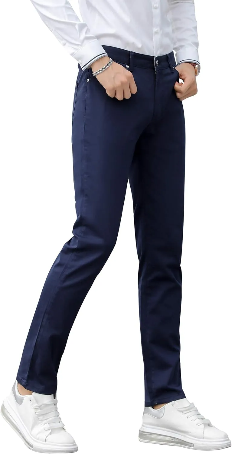 CICOS Men's Casual Slim Fit Five Pocket Comfort Stretch Twill Pant with Printed Pockets