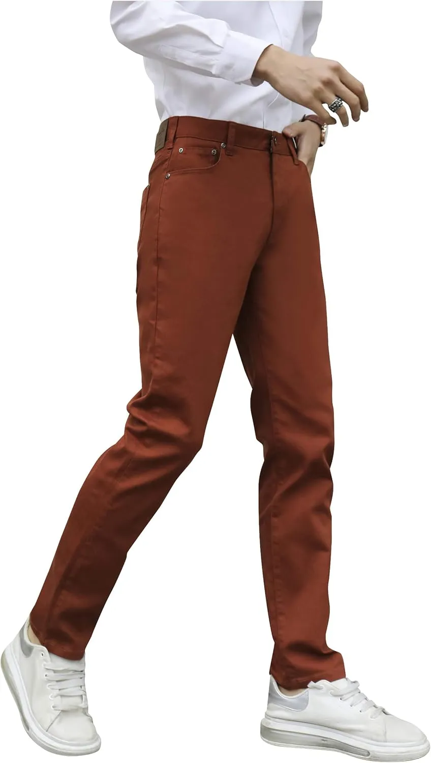 CICOS Men's Casual Slim Fit Five Pocket Comfort Stretch Twill Pant with Printed Pockets