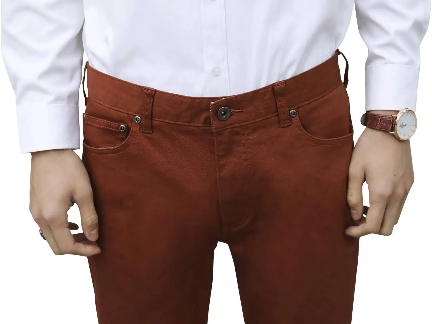 CICOS Men's Casual Slim Fit Five Pocket Comfort Stretch Twill Pant with Printed Pockets