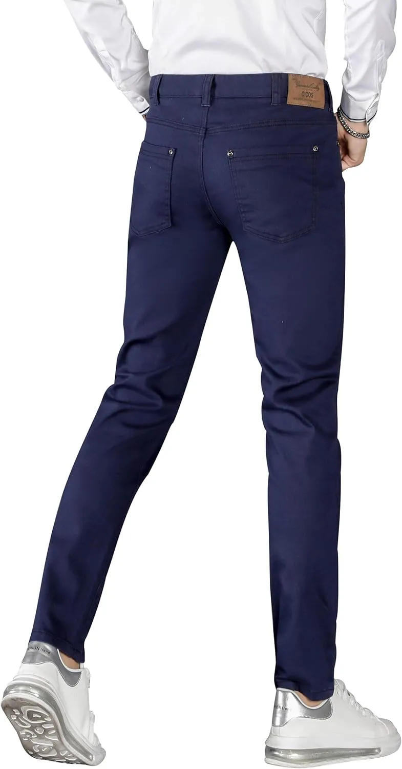 CICOS Men's Casual Slim Fit Five Pocket Comfort Stretch Twill Pant with Printed Pockets