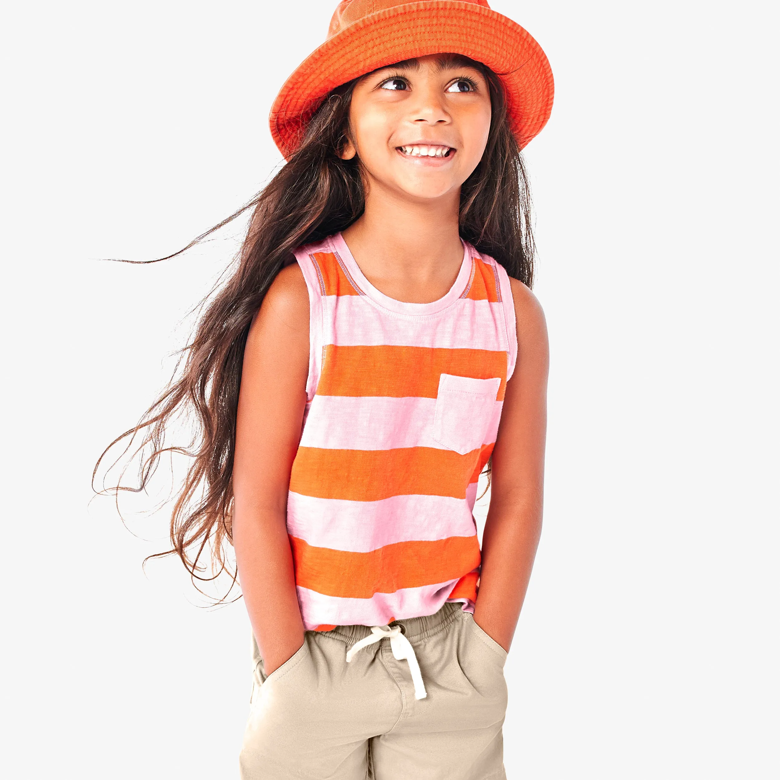 Clearance kids pocket tank in rugby stripe