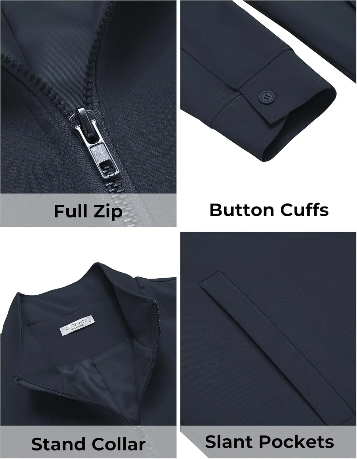 COOFANDY Men's Lightweight Zip Up Jacket Stand Collar Jacket Casual Light Golf Jackets with Pocket