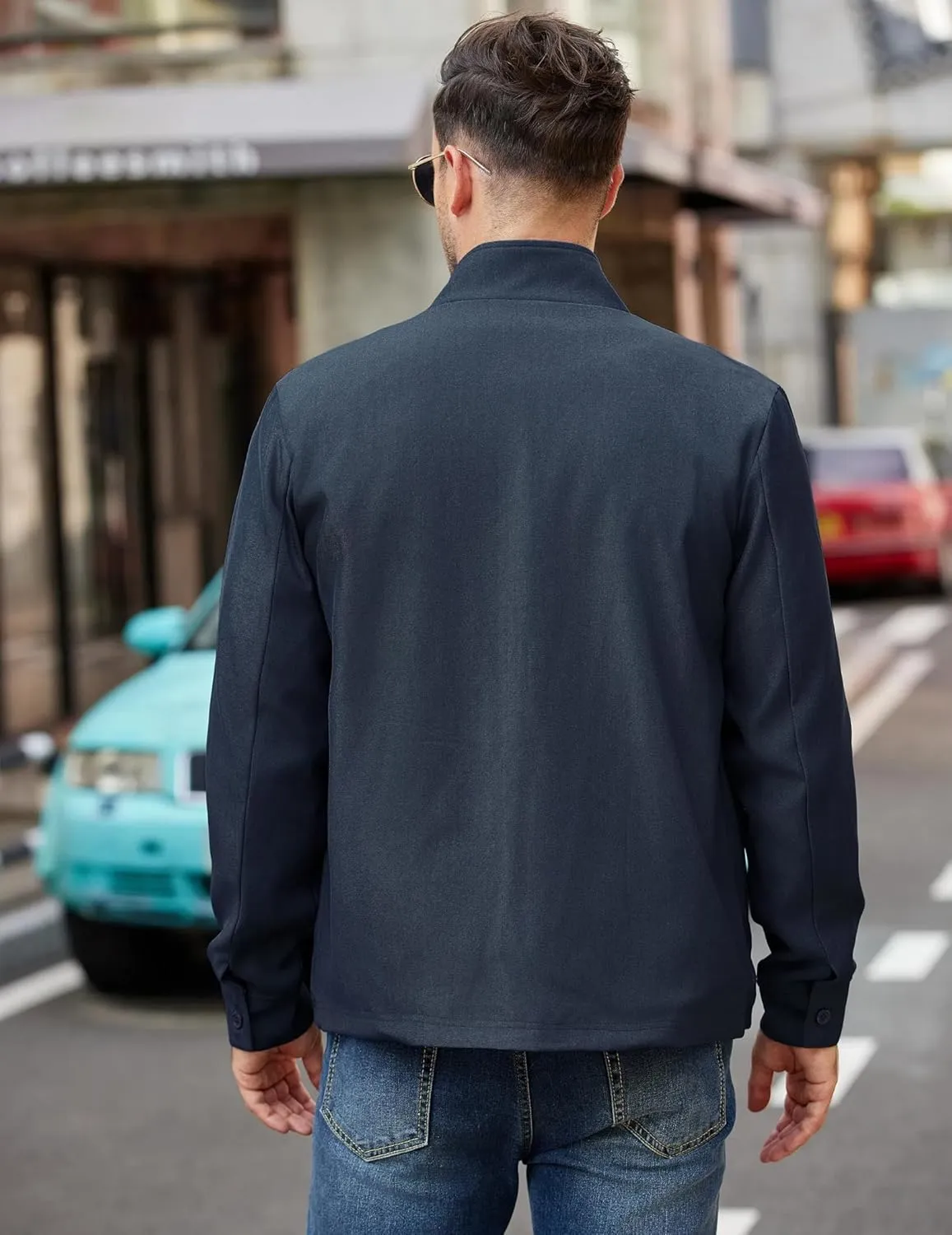 COOFANDY Men's Lightweight Zip Up Jacket Stand Collar Jacket Casual Light Golf Jackets with Pocket