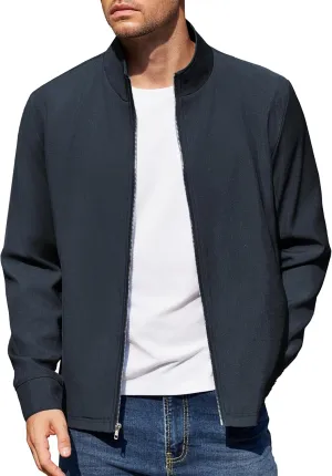 COOFANDY Men's Lightweight Zip Up Jacket Stand Collar Jacket Casual Light Golf Jackets with Pocket