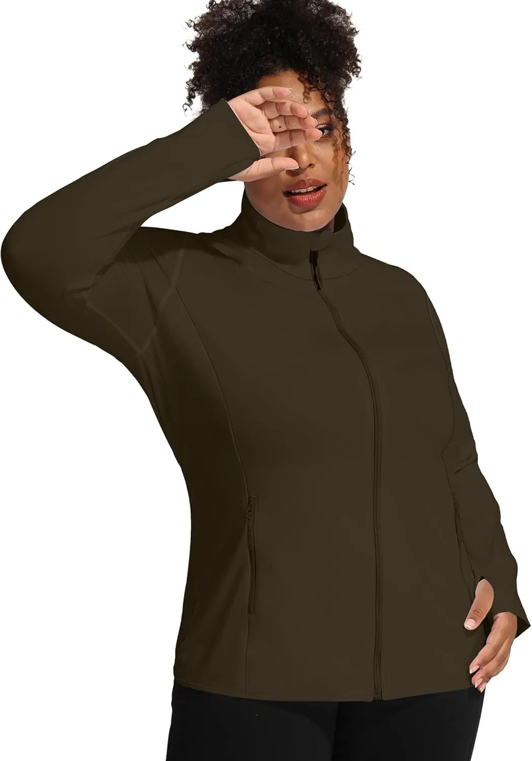 COOTRY Women's Plus Size Athletic Jackets Zip Up Lightweight Workout Running Track Jackets with Thumb Holes