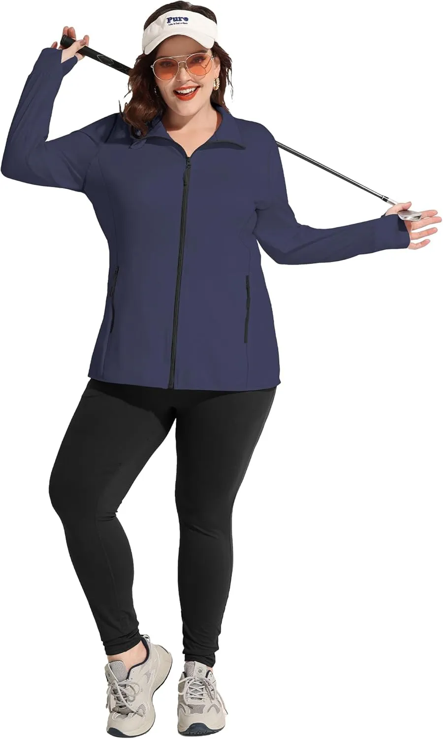 COOTRY Women's Plus Size Athletic Jackets Zip Up Lightweight Workout Running Track Jackets with Thumb Holes