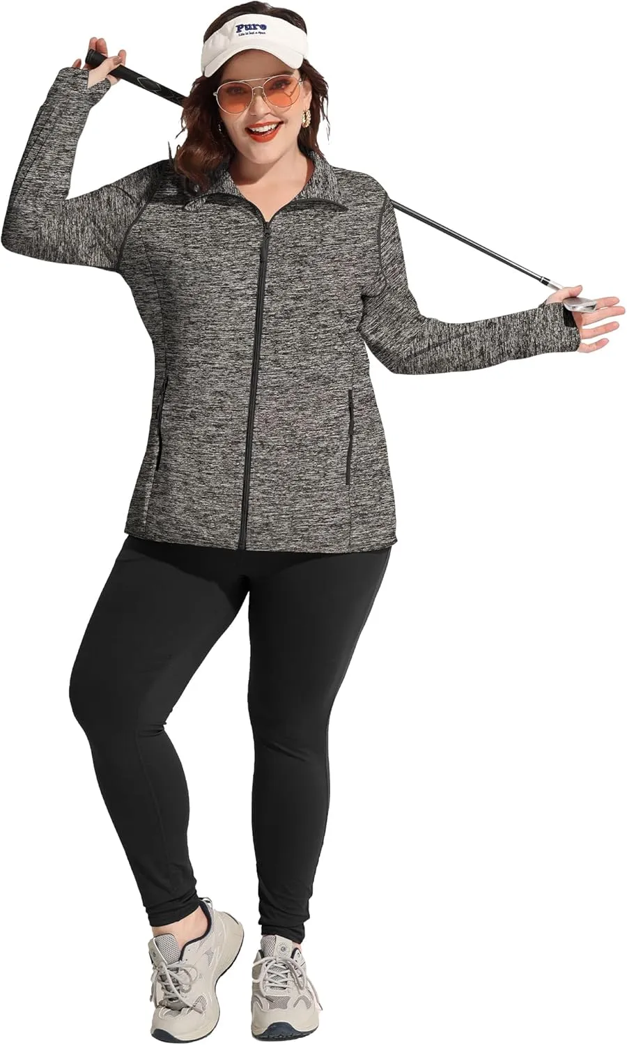 COOTRY Women's Plus Size Athletic Jackets Zip Up Lightweight Workout Running Track Jackets with Thumb Holes