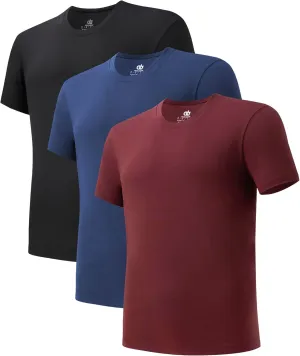 DAVID ARCHY Men's Undershirt Cotton Sorona Blended Moisture-Wicking T-Shirts Stretch Crewneck Tees for Men 3-Pack