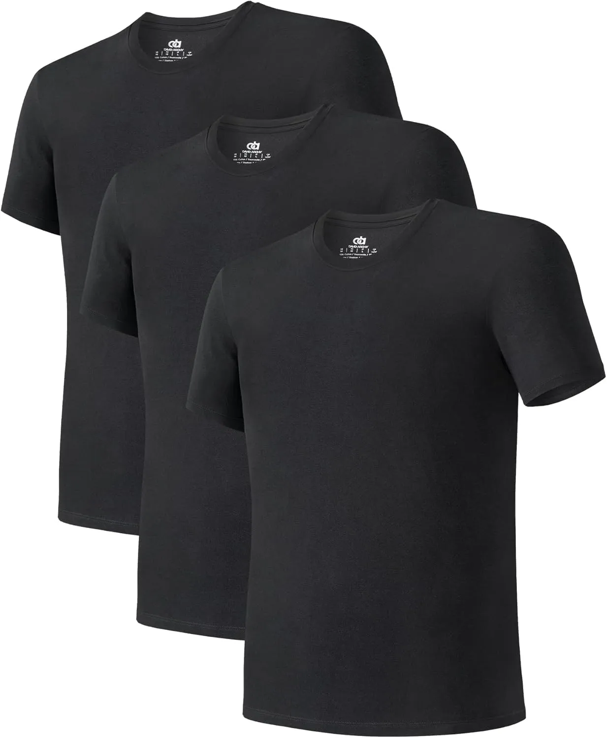 DAVID ARCHY Men's Undershirt Cotton Sorona Blended Moisture-Wicking T-Shirts Stretch Crewneck Tees for Men 3-Pack