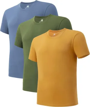 DAVID ARCHY Men's Undershirt Cotton Sorona Blended Moisture-Wicking T-Shirts Stretch Crewneck Tees for Men 3-Pack