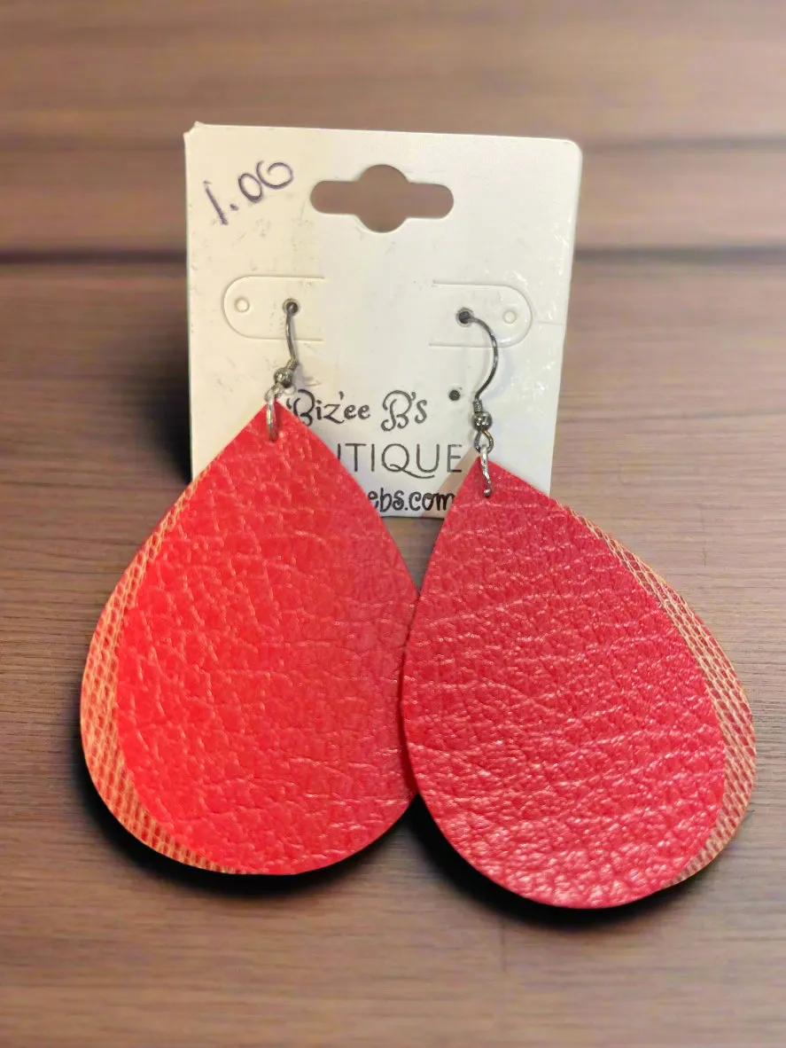 Double Layer Faux Leather Earrings