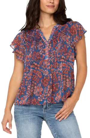 Double Layer Flutter Sleeve Blouse
