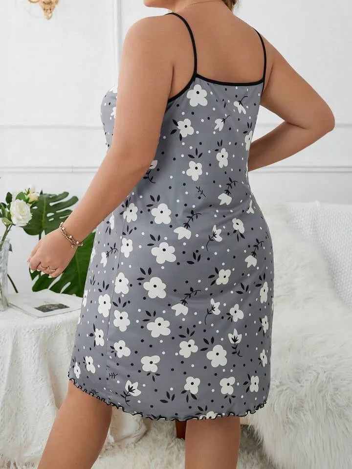 Garnish Flower Short Nighty for Women