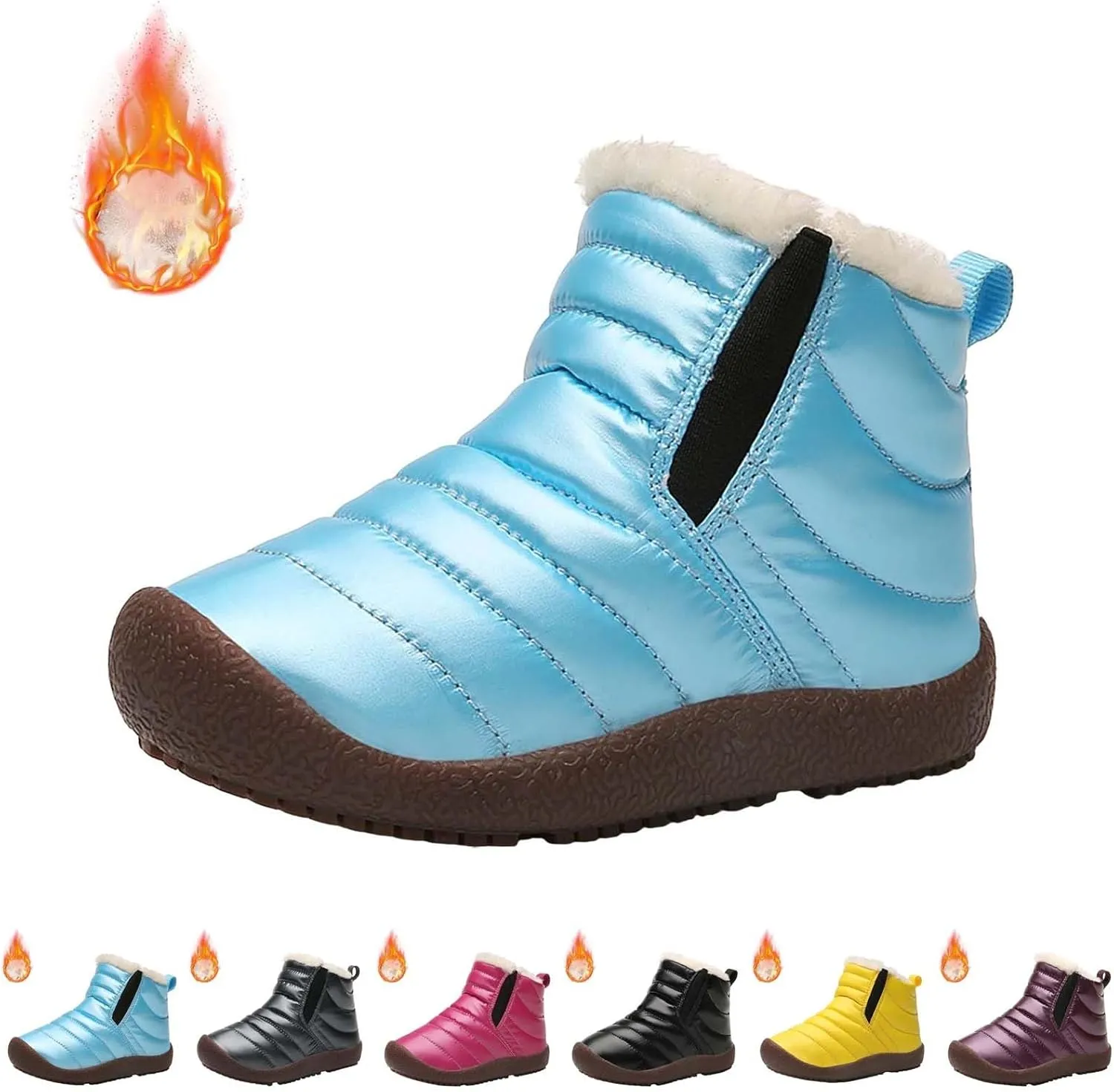 Girls Boys Ankle Snow Boots Faux  Lined Cozy Furry Outdoor Warm Comfortable Non Slip Shoes Winter Winter Boots