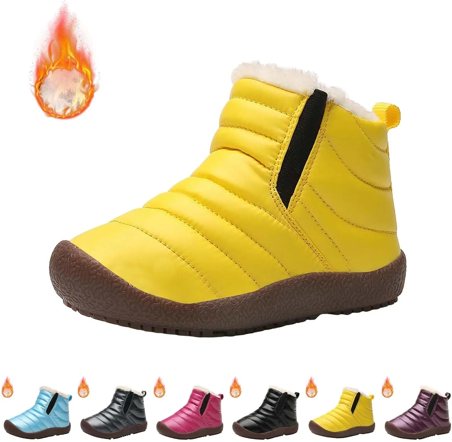 Girls Boys Ankle Snow Boots Faux  Lined Cozy Furry Outdoor Warm Comfortable Non Slip Shoes Winter Winter Boots