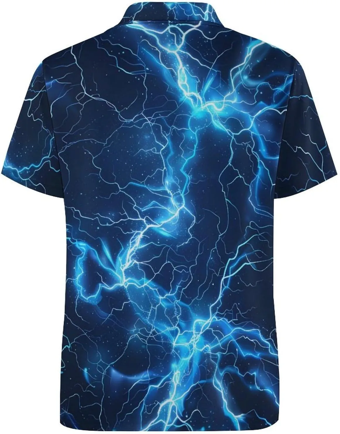 Glowing Blue Thunder Mens Polo Shirts Quick Dry Short Sleeve T-shirts Slim Tennis Collared Tees Tops