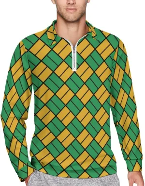 Guyana Flag Men's Polo- Shirts Long Sleeve Golf Shirts for Men Quick Dry Polos Novel Lapel Neck Shirts