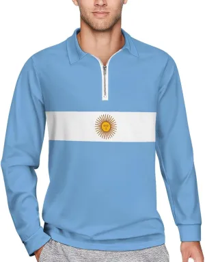 Guyana Flag Men's Polo- Shirts Long Sleeve Golf Shirts for Men Quick Dry Polos Novel Lapel Neck Shirts