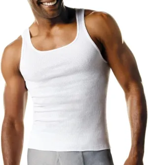 Hanes Men's 6 Pack A-Shirts Classic Tagless Tanks - White - Large