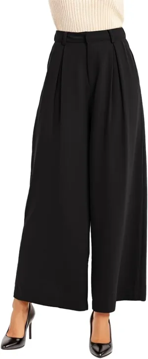 High Waisted Pants for Women Elastic Waist Lounge Trousers with Pockets Comfort Loose Fit Casual Palazzo Pants
