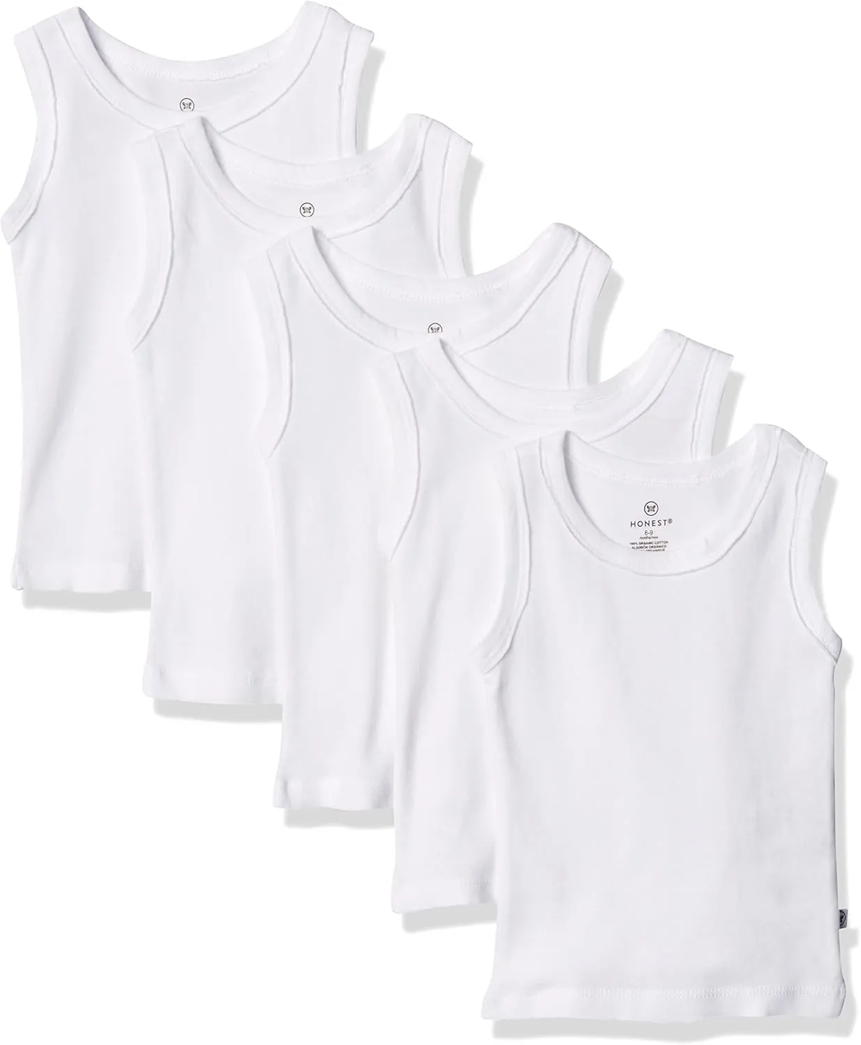 HonestBaby Multipack Muscle T-Shirts Sleeveless Tees 100% Organic Cotton for Infant Baby and Toddler Boys, Girls, Unisex